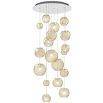 Oto Rain Circle Multi Light Pendant - Mirrored Steel / Amber