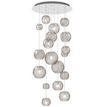 Oto Rain Circle Multi Light Pendant - Mirrored Steel / Smoke