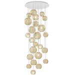 Oto Rain Circle Multi Light Pendant - White / Amber