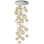 Oto Rain Circle Multi Light Pendant - Nickel / Amber