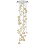 Oto Rain Circle Multi Light Pendant - Mirrored Steel / Amber