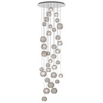 Oto Rain Circle Multi Light Pendant - Mirrored Steel / Smoke