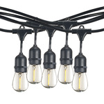 String Light Kit S14 E26 Base 48 Foot/15-Socket 2-PACK - Black / Clear