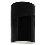 Ceramic Cylinder Up / Down Outdoor Wall Sconce - Gloss Black / Matte White