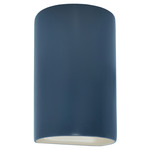 Ceramic Cylinder Up / Down Outdoor Wall Sconce - Midnight Sky / Matte White