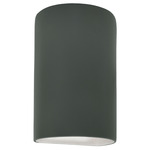 Ceramic Cylinder Up / Down Outdoor Wall Sconce - Pewter Green