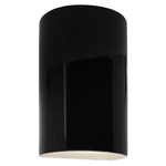 Ceramic Cylinder Up / Down Outdoor Wall Sconce - Gloss Black