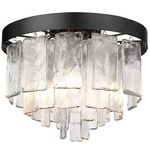 Ciara Ceiling Light Fixture - Matte Black / Clear Hammered Glass