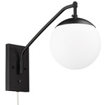 Glenn Swing Arm Wall Lamp - Matte Black / Opal