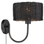 Erma Wall Sconce - Matte Black / Black/Wicker