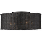 Erma Ceiling Light Fixture - Matte Black / Black Wicker