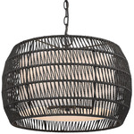 Everly Pendant - Matte Black / Black Rattan