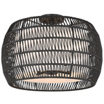 Everly Semi Flush Ceiling Light - Matte Black / Black Rattan