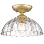 Audra Semi Flush Ceiling Light - Brushed Champagne Brass / Clear
