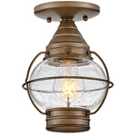 Cape Cod Outdoor Flush Light - Burnished Bronze / Clear Seedy