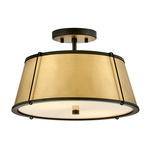 Clarke Semi Flush Ceiling Light - Brass / Black