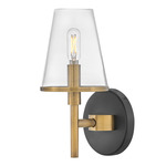 Marten Wall Sconce - Heritage Brass / Clear