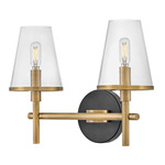 Marten Bathroom Vanity Light - Heritage Brass / Clear