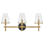 Marten Bathroom Vanity Light - Heritage Brass / Clear