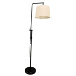 Crown Point Adjustable Floor Lamp - Black / White Linen