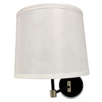 Sawyer Swing-arm Plug-in Wall Sconce - Black / White Linen