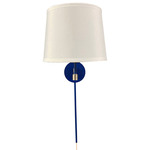 Sawyer Swing-arm Plug-in Wall Sconce - Cobalt Blue / White Linen