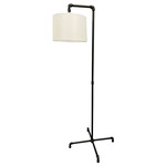 Studio Arm Floor Lamp - Black / White Linen