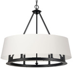 Colby Drum Chandelier - Matte Black / White