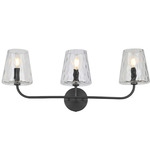 Eleanor Bathroom Vanity Light - Matte Black / Clear Hammered Glass