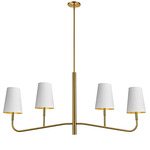 Eleanor Linear Taper Shade Chandelier - Aged Brass / White / Gold / White / Gold