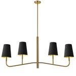 Eleanor Linear Taper Shade Chandelier - Aged Brass / Black / Gold / Gold