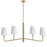 Eleanor Linear Taper Shade Chandelier - Aged Brass / White / White