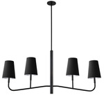 Eleanor Linear Taper Shade Chandelier - Matte Black / Silver / Black / Silver