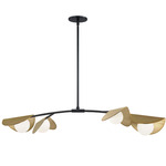 Emma Linear Pendant - Matte Black / Aged Brass / Opal White