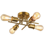 Nebraska Semi Flush Ceiling Light - Aged Brass