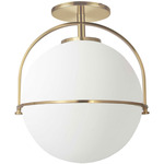 Paola Semi Flush Ceiling Light - Aged Brass / Opal White