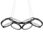 Philo Round Chandelier - Matte Black / White