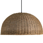 Pourel Dome Pendant - Matte Black / Natural