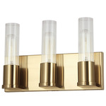 Tube Bathroom Vanity Light - Aged Brass / Clear