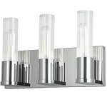 Tube Bathroom Vanity Light - Polished Chrome / Clear