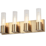 Tube Bathroom Vanity Light - Aged Brass / Clear