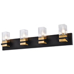 Veronica Bathroom Vanity Light - Matte Black / Aged Brass / Clear