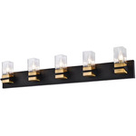 Veronica Bathroom Vanity Light - Matte Black / Aged Brass / Clear