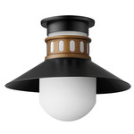 Admiralty Outdoor Semi Flush Ceiling Light - Black / Antique Brass / White