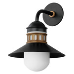 Admiralty Outdoor Wall Light - Black / Antique Brass / White