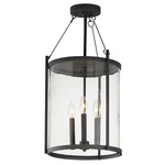 Belfry Tall Outdoor Pendant - Black / Clear