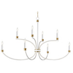Charlton Wide Chandelier - Weathered White / Gold Leaf