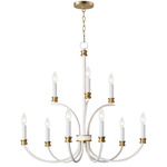 Charlton Chandelier - Weathered White / Gold Leaf