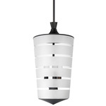 Copacabana Tapered Outdoor Pendant - Black / Clear / Frosted