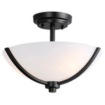 Deven Semi Flush Ceiling Light - Black / Satin White